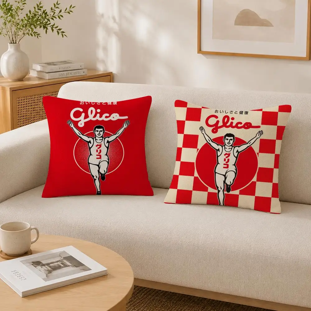 Food Brand Glico Cushion Cover Soft Fluffy Short Plush  Pillow Case Throw Decorative Cushion Covers for Sofa Bedroom Home Decor