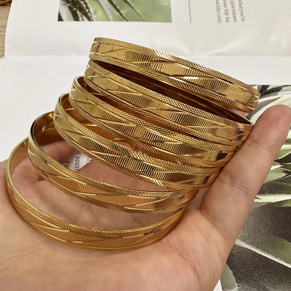 New Arrival Cuff Bracelet 24K Gold Color Dubai French African Bangle Women Bridal Wedding Party Charm Jewelry