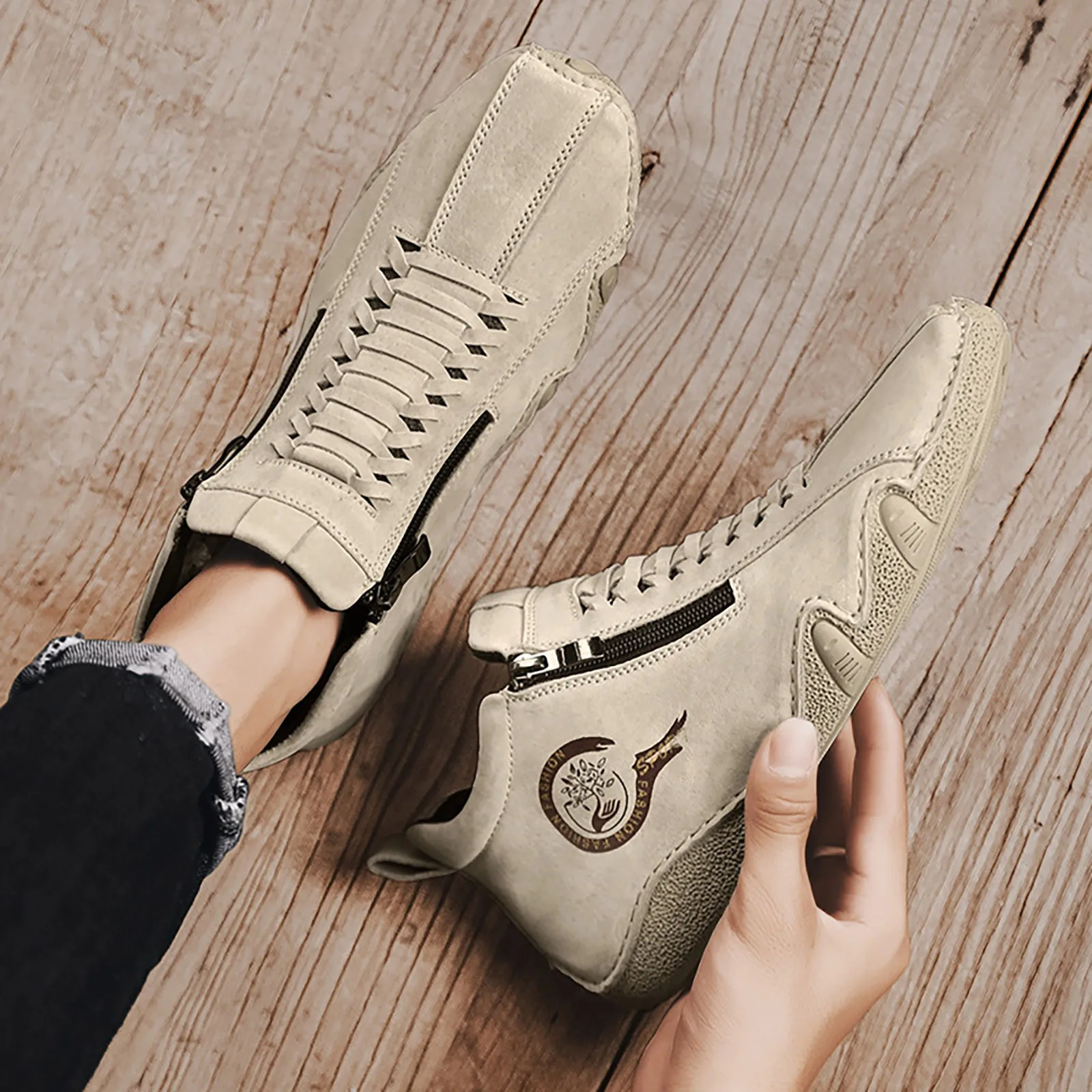 

Leisure Desert Boot Men'S Casual Boots Shoes Fashion Summer Spring Suede Korean Low Top Short Boots Shoes Hiking Sneaker