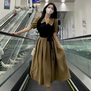 Letní dámské denní slim fit šaty s volány, dámské všestranné saténové outfity, midi šaty, dámské jemné formální šaty s vázáním 8 nejlepší prodej hedvábná deka Tianhou - №6