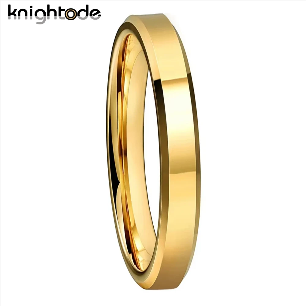

4mm Lady Simple Classic Tungsten Carbide Engagement Rings Wedding Bands Beveled Polished Finished Comfort Fit