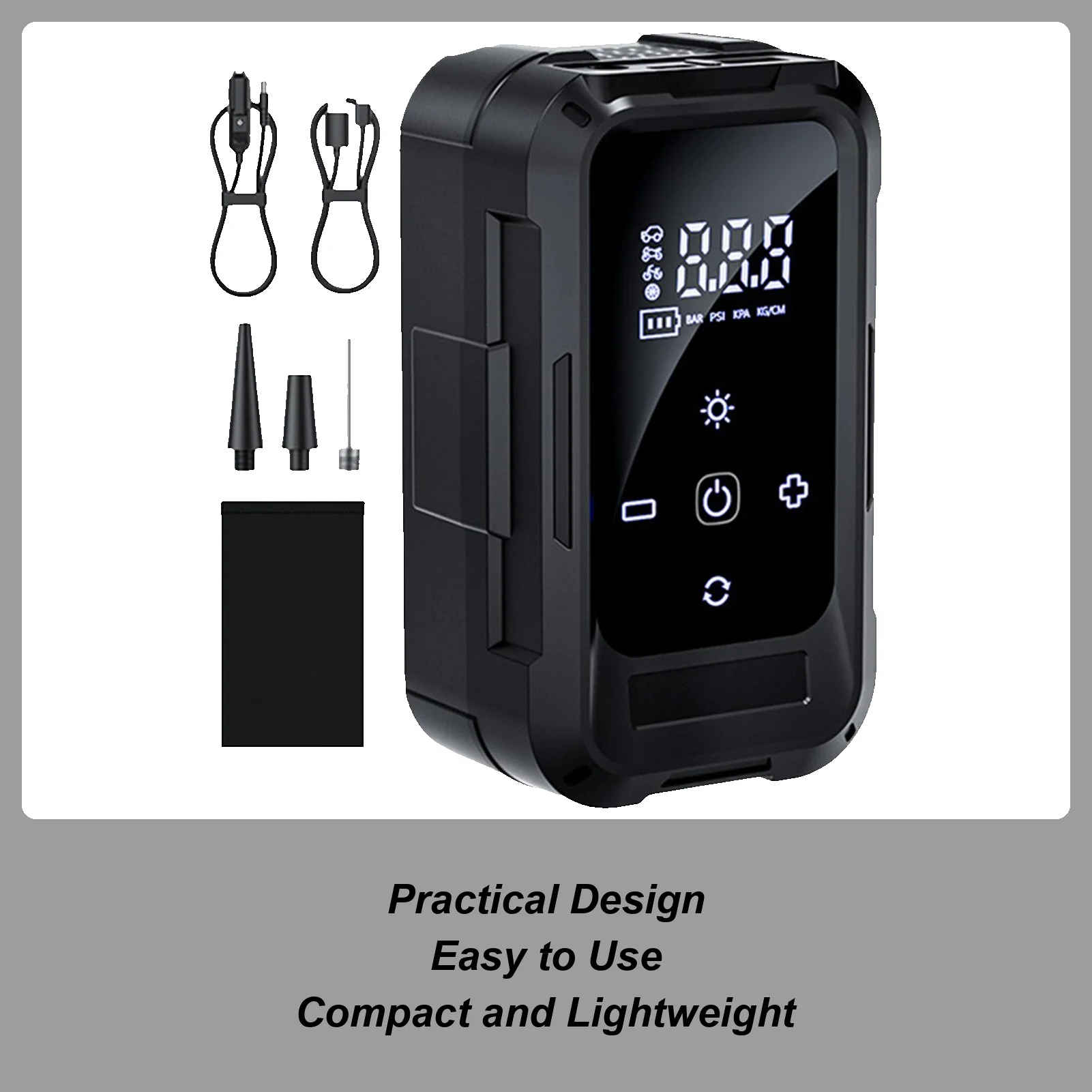 

Воздушный насос с цифровым дисплеем, портативный насос для накачивания шин, цифровой дисплей, перезаряжаемый насос для кемпинга, транспортных поездок, дома, ежедневного использования