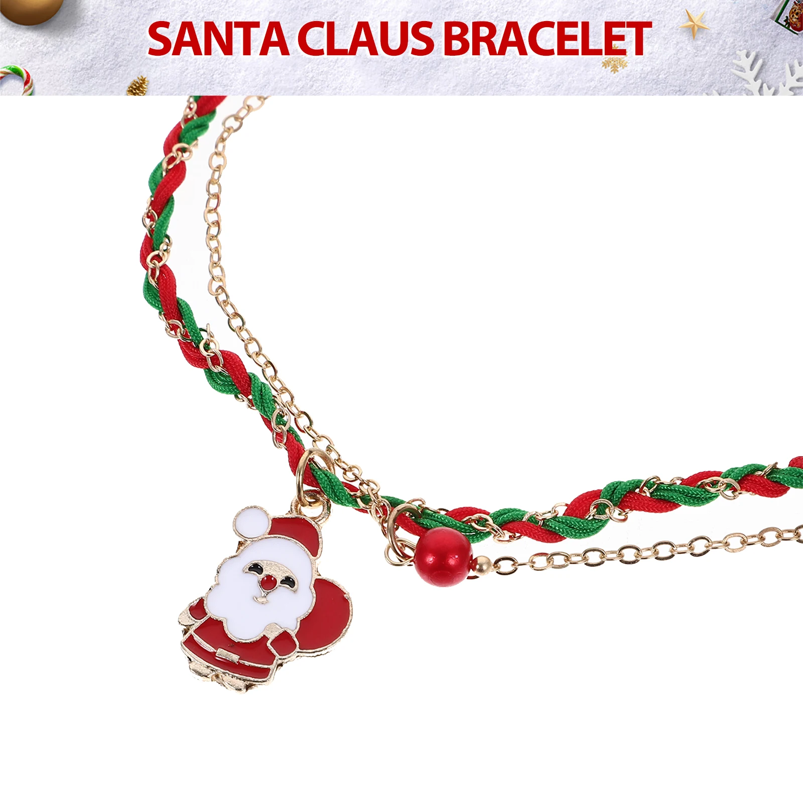 

Christmas Woven Bracelet MS1389-1 Ladies Nylon Trendy Holiday Decor Lovely Charm Pendant Xmas Jewelry Gift for Women Men
