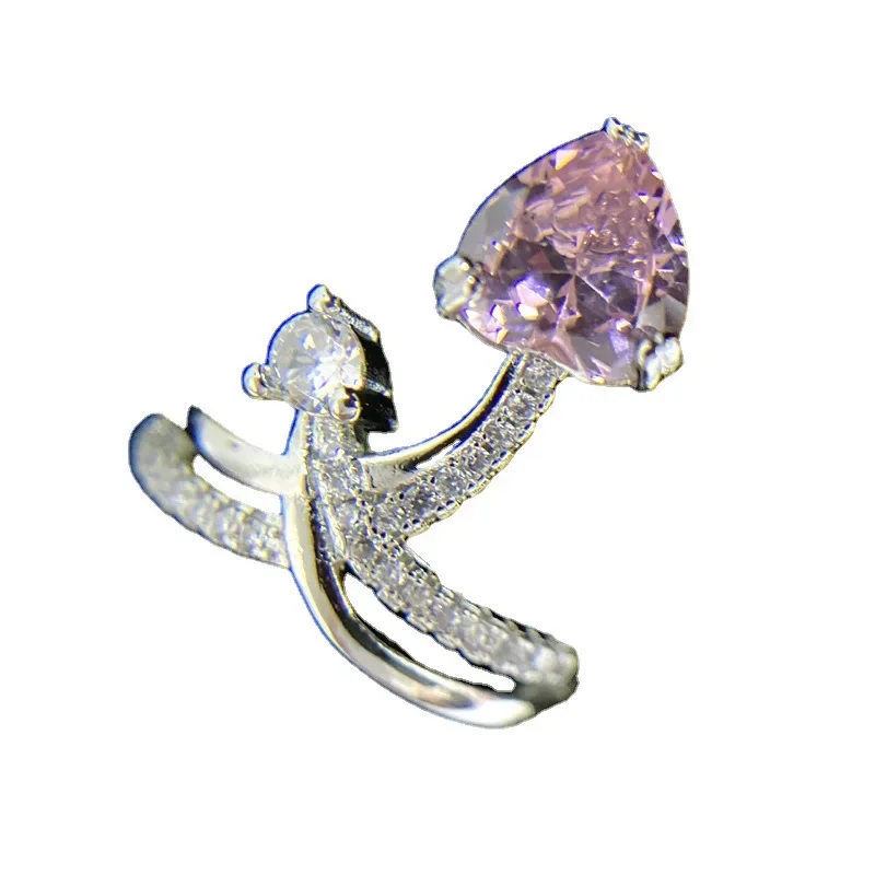 MDL Moissanit1 نمط سوبر الجنية تاج الزبرجد خاتم المرأة 18K مطلية بالذهب القلب الرغبة مايكرو زركونيا الماس