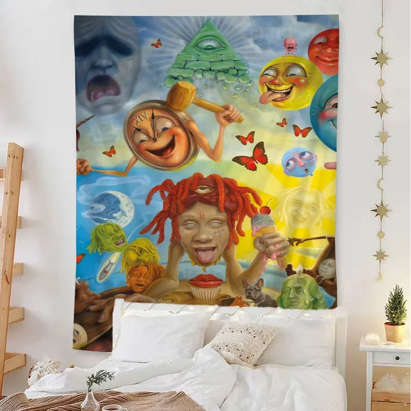 Rapper T-Trippie R-Redds Cartoon Tapestry Bohemian Wall Tapestries Mandala Wall Hanging Sheets # 0@