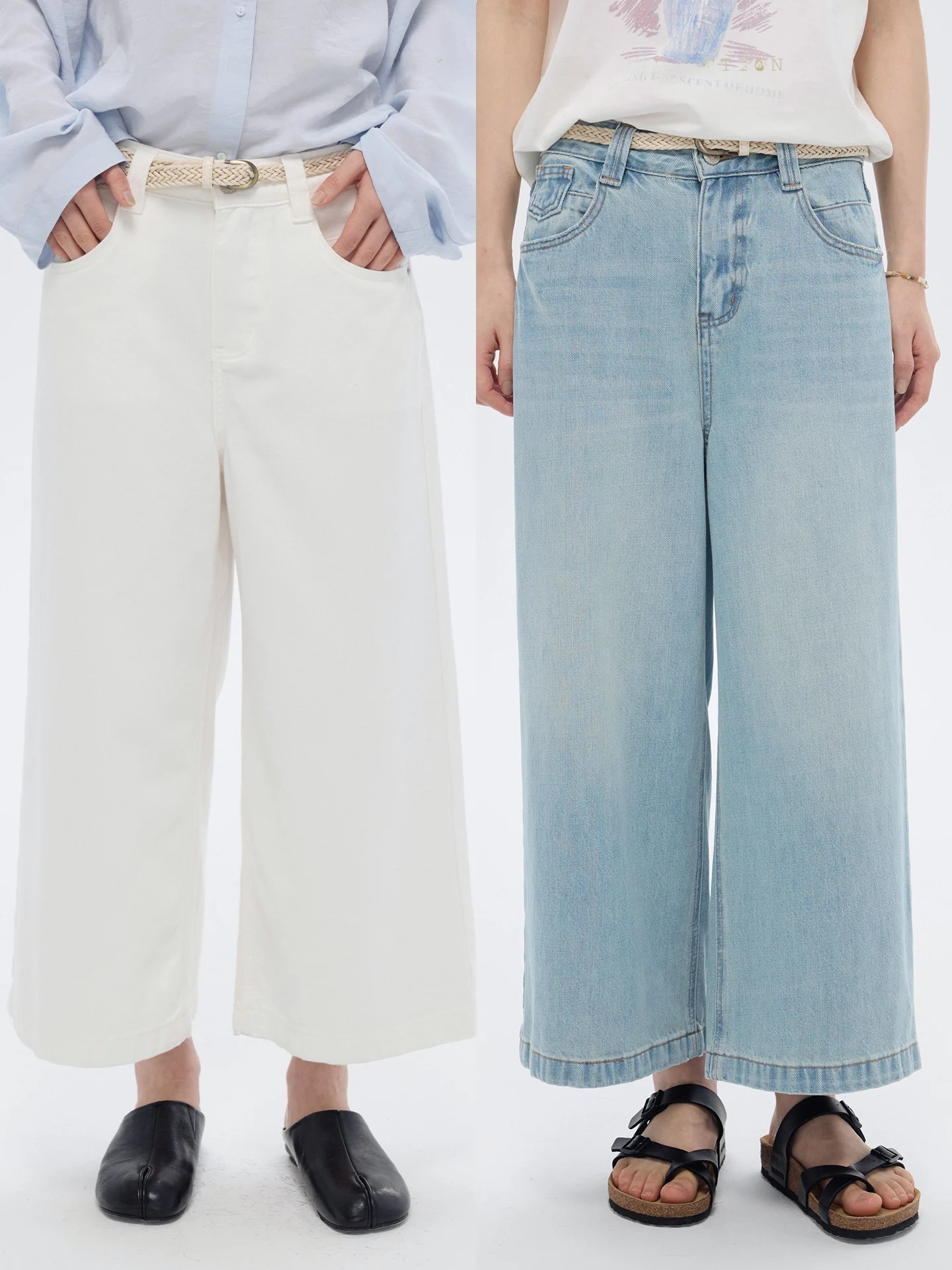 

GOOZA Vintage Waed Loose High Waist Straight Leg Jeans Women's 2026 New Sle Nine-Piece Wide Leg Pants Cotton Blend