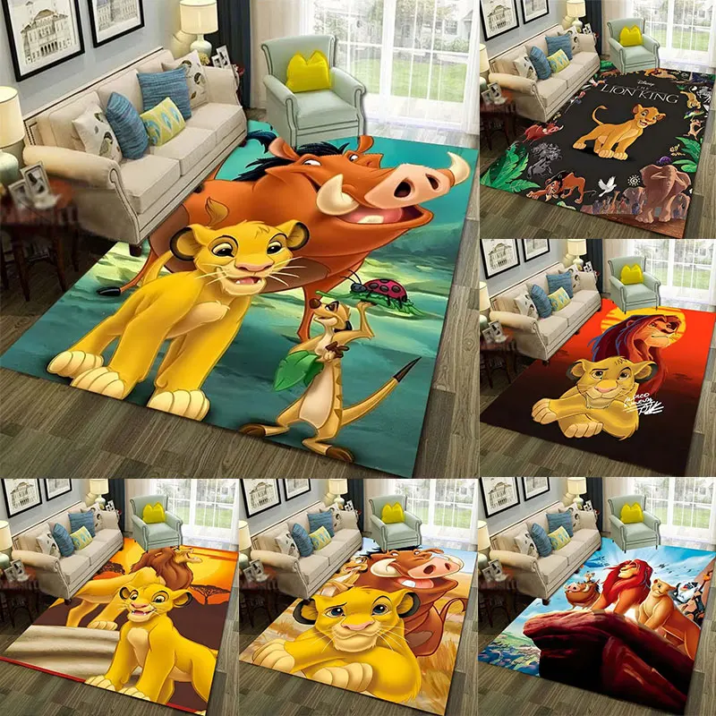 MINISO-alfombra de dibujos animados del Rey León para sala de estar, alfombra de juego para dormitorio de niños, felpudo para sofá, alfombra de suelo, decoración del hogar, regalo R