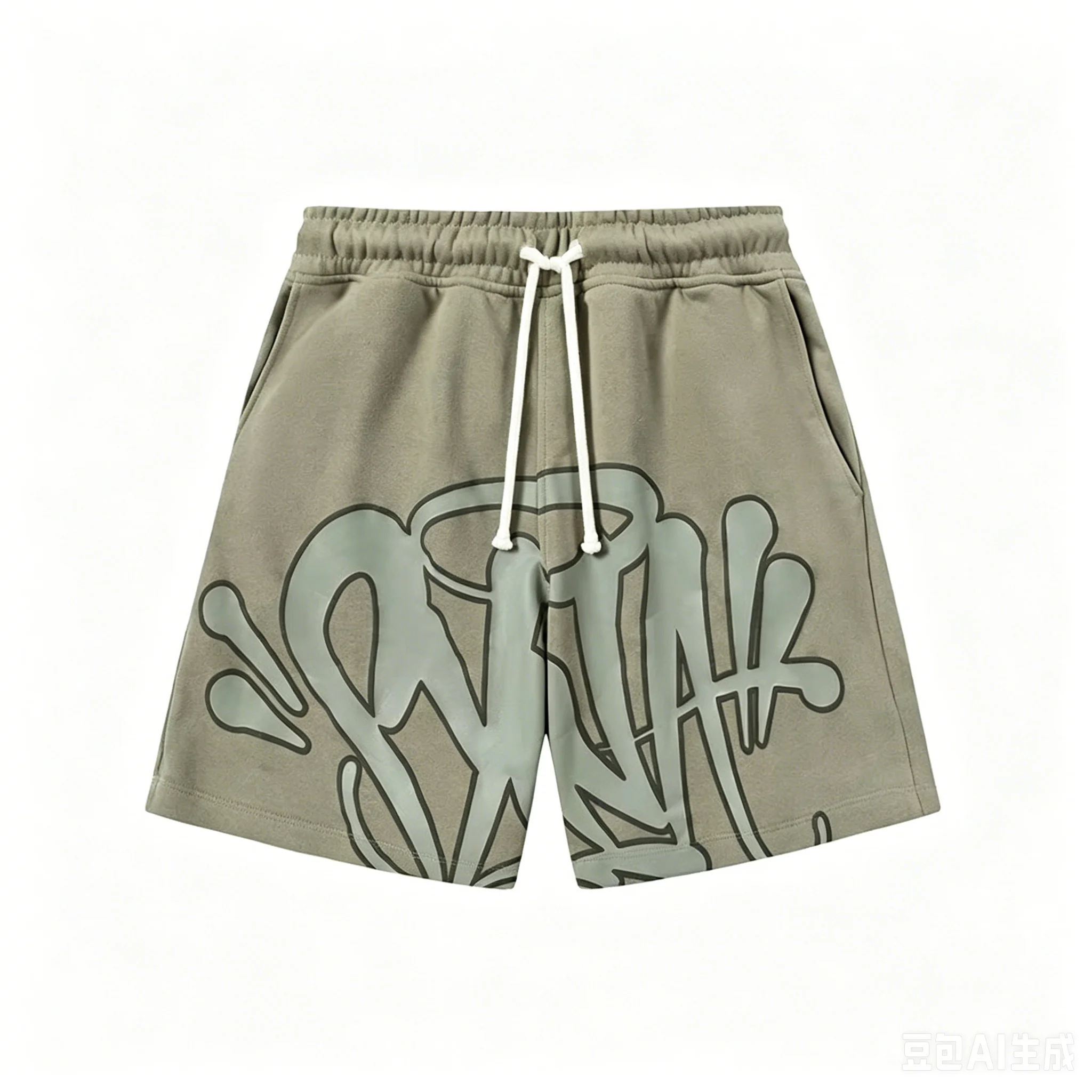 Trendige Marken-Sportshorts mit amerikanischem Street-Graffiti-Buchstabendruck für Herren, schnelltrocknende Strandhose für Sport und Freizeit – Detail 5