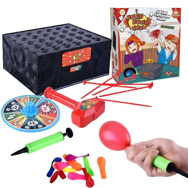 Balloon Box Game Hammer Balloon Box Trick Toy interactive balloon blasting game Party Prank educational toy Game for kids