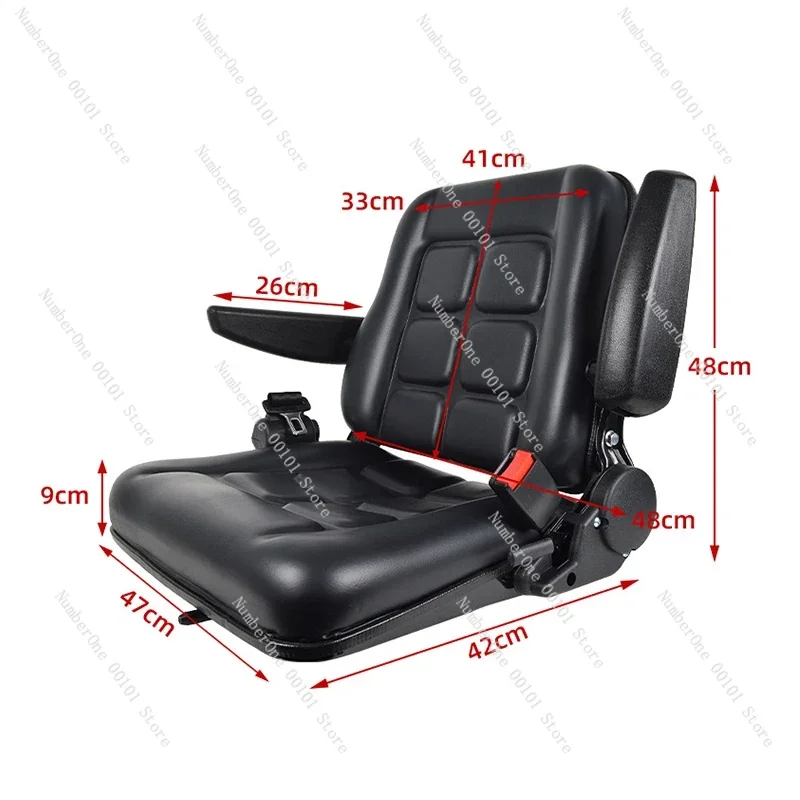 

Black Forklift Seat Drivers Side Forklift Seat with Safety Belt and Armrest Adjustable Tractor Excavator Seat 100kg