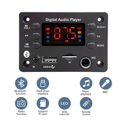 Car Audio Microphone USB TF FM Radio Mp3 Music Player Speaker DC 5V 12V Bluetooth 5.0 MP3 WMA WAV APE Decoder Board Hands-free