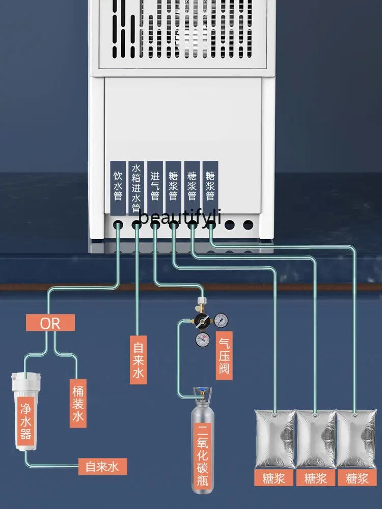 E132 Commercial Syrup Ready-to-Adjust Cold Drink Machine Ready-to-Adjust Three-Valve Buffet Carbonic Acid Automatic Beverage Mac