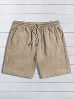 Summer thin linen shorts for men, loose and casual, five-inch pants, cotton and linen, breathable, suitable for beach and sports