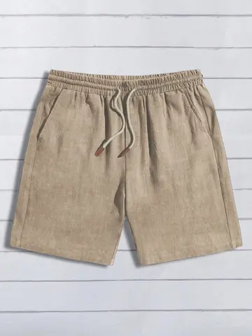 Summer thin linen shorts for men, loose and casual, five-inch pants, cotton and linen, breathable, suitable for beach and sports