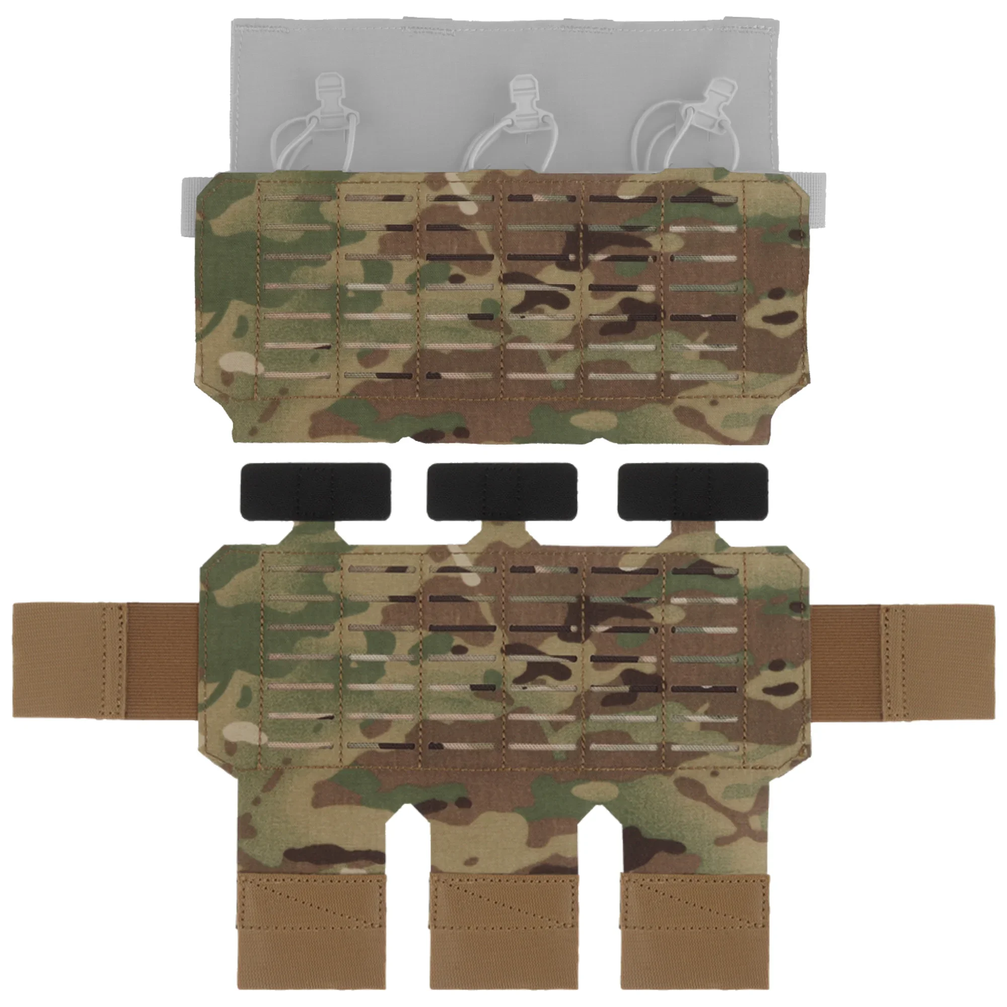 Wosport Triple Pouch MOLLE Panel Lightweight Cordura Hook Loop Mount Tactical Airsoft Gear Expansion Modular Equipment Rig