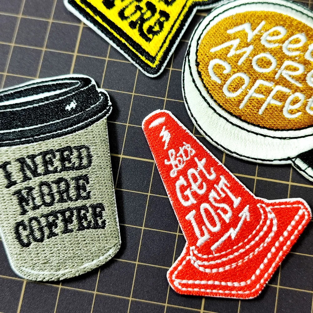 COFFEE Lighter Plug Patch for Clothing Iron on Embroidered Sewing Applique Cute Fabric Badge Apparel Accessories Patches Bear