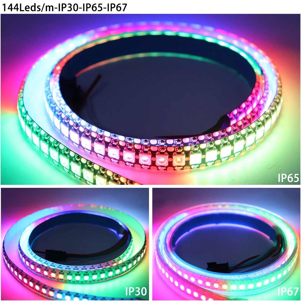 DC5V WS2812B Smart Pixel RGB Led Strip Light WS2812 Individually Addressable IC 30/60/144 Pixels/Leds/m IP30/IP65/IP67 Led Tape