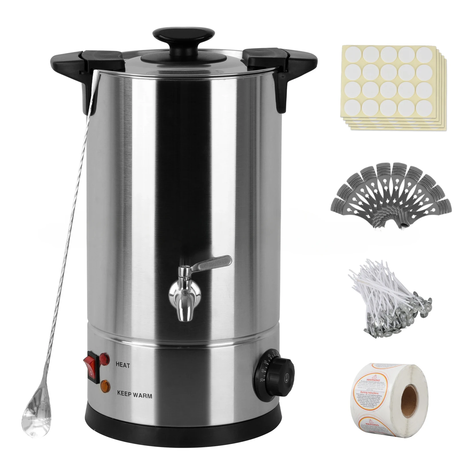 10L Electric Wax Melting Pot with Spout 30-110 ℃ Furnace Wax Melter Stainless Steel Large Melting Pot Commerical