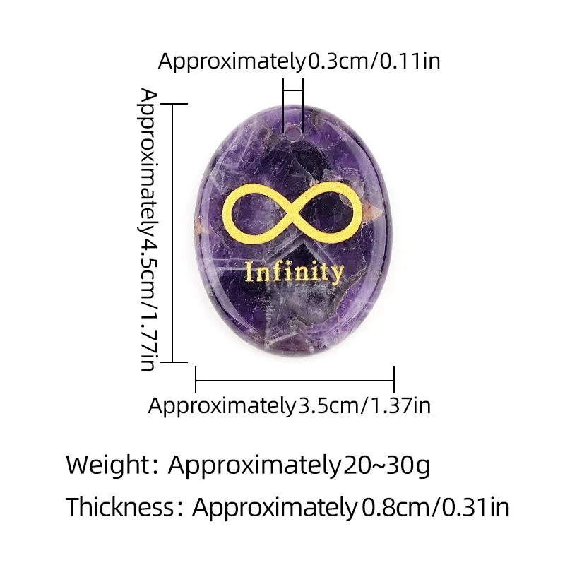 6pc/lot Oval Engraved Sacred Infinity Symbol Worry Palm Stone Pendant Gemstone Crystal Eternal Love Protection Jewelry