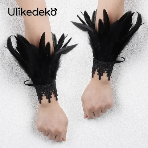 Кружевные манжеты с перьями Ulikedeko, 2 шт.