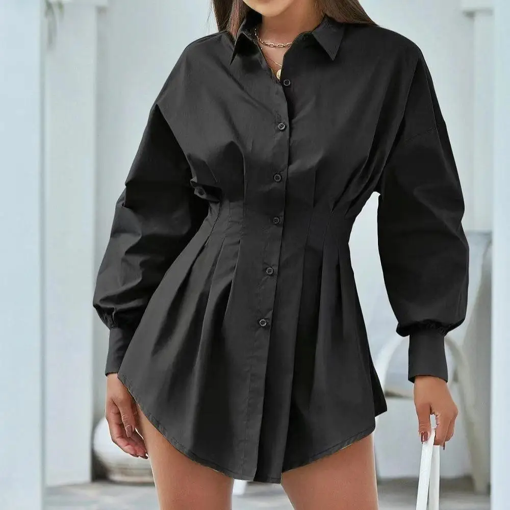 

Женская утягивающая плиссированная талия, длинная юбка трапециевидной формы с высокой талией, длинная юбка из полиэфирного волокна Sve Busin Casual Dr