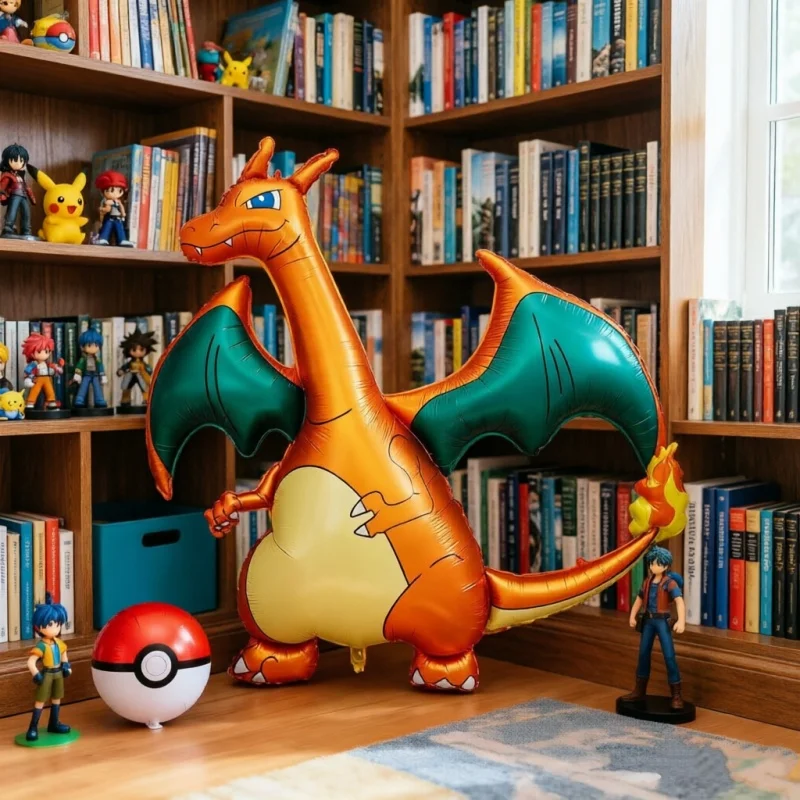 Pokemon Ballon 3D Großer Feuer speiender Drache Pikachu Folienballon Kindergeburtstag Party Dekoration Niedliche Cartoon Partyzubehör