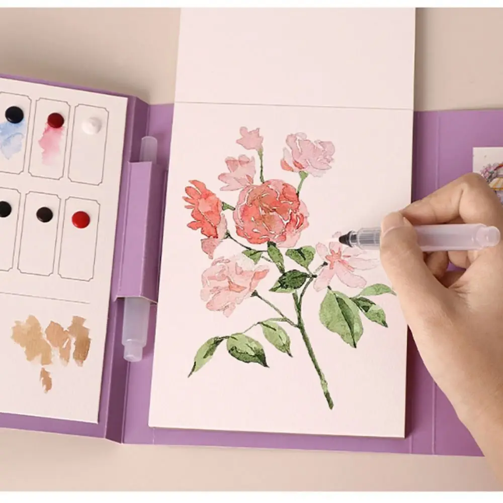 

Тройной набор книг-раскрасок, сделай сам, поставляется с пигментной кистью для рисования, тетрадь для рисования, декомпрессионная художественная книга для рисования для взрослых