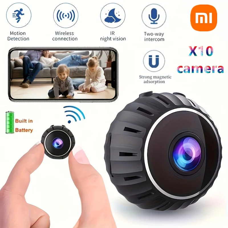 Xiaomi-X10 Inteligente WiFi Mini Câmera, Câmera De Segurança Doméstica, Nanny Cam, Monitor Do Bebê, Vídeo Interior, Gravador De Detecção De