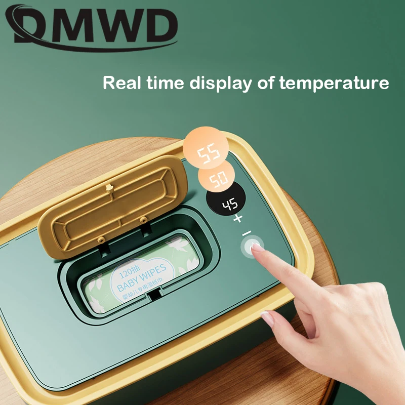 DMWD Electric Baby Wet Tissue Dispenser Paper Case Napkin Heating Storage Box Warmer Temperature Control Thermostat Wipes Heater