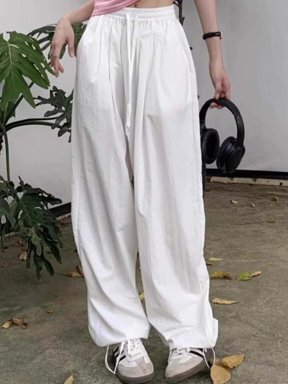 Wszechstronna Sportowa Podkoszulka Bazowa Kamizelka Stringi Szybkoschnące Spodnie z Wysokim Stanem i Szerokimi Nogawkami Koreańskie Eleganckie Spodnie Codzienne do Dojazdów dla Kobiet