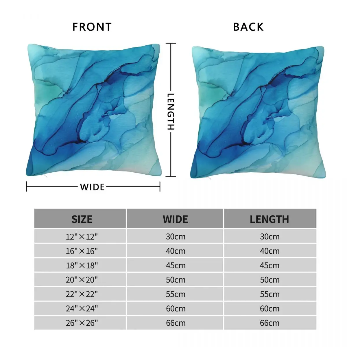 Blue Emerald Water Ombre Square Pillowcase Polyester Linen Velvet Printed Zip Decor Pillow Case Car Cushion Cover 18