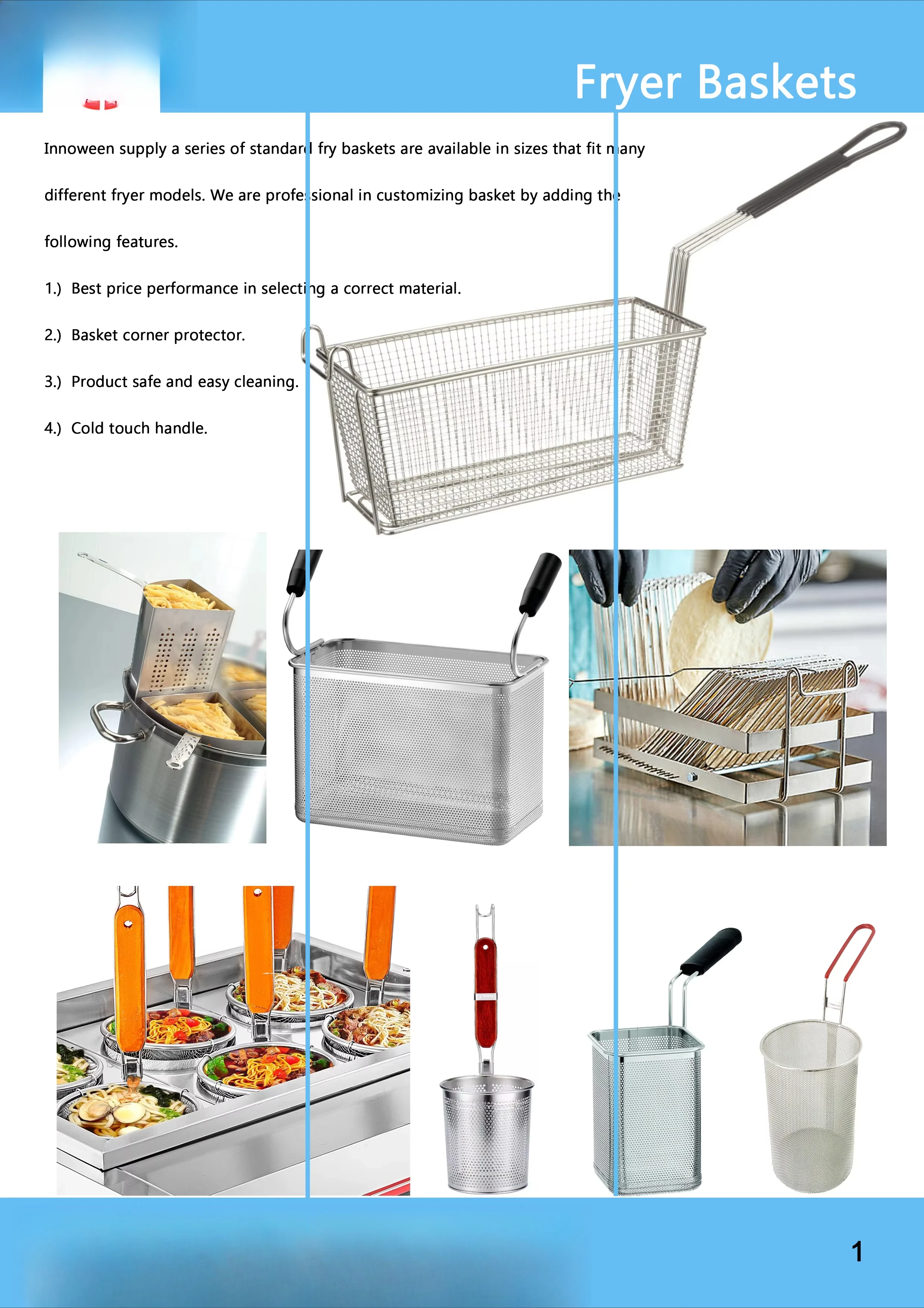 Commercial Fryer Accessories Full Size Fryer Basket