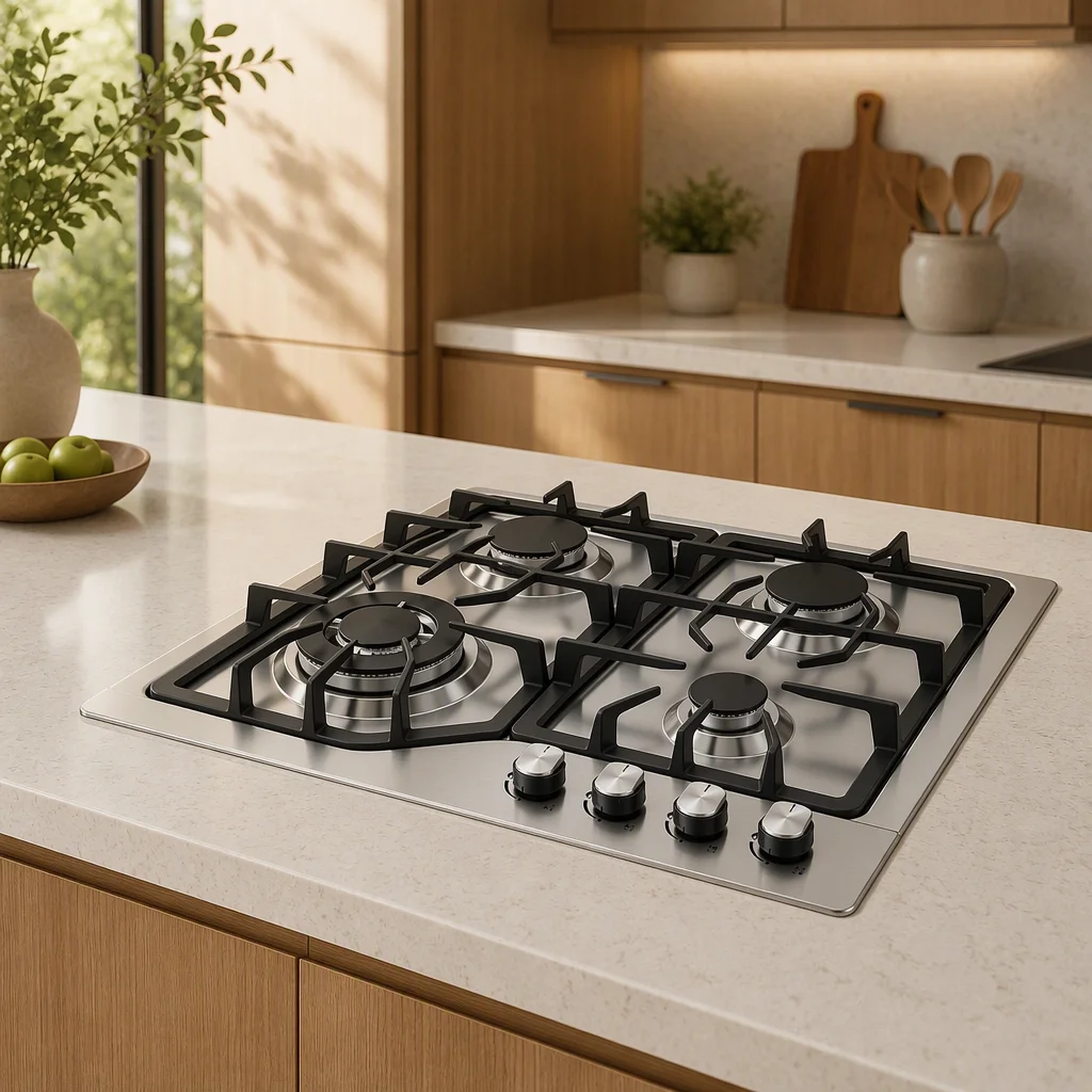 Premium Home Kitchen Built-in Gas Hob Battery Option Four-Cooker Stainless Steel Modern Style Multi Dish Cooking Easy Operation
