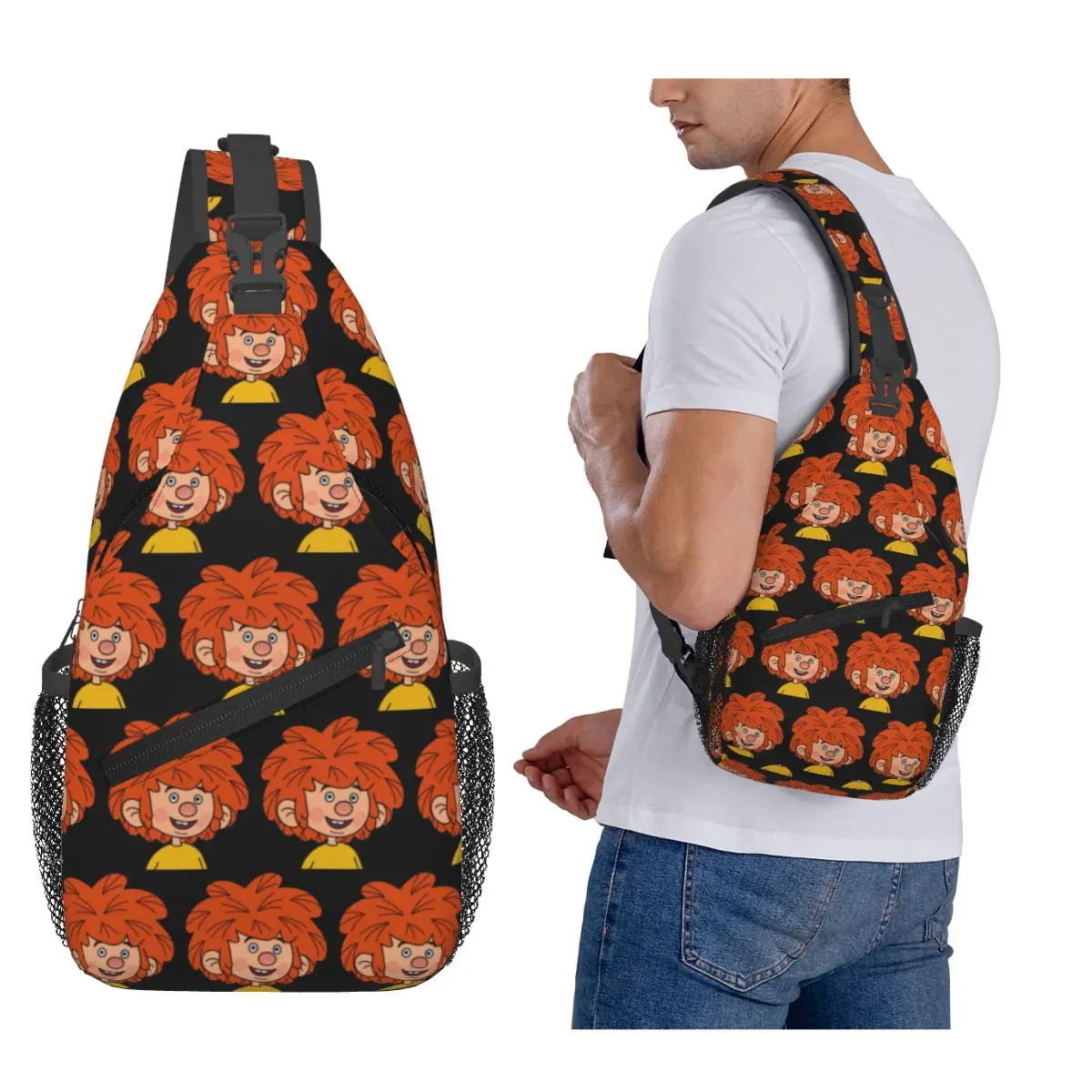 

Pumuckl Chest Bag Men Sling Crossbody Backpack Chest Bag Traveling Hiking Daypack Shoulder Bag