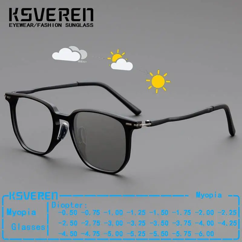 

Ultra Light TR90 Square Photochromic Myopia Glasses Men Women Fashion Prescription Eyewear Sun Discolor Negative Diopter Glasses