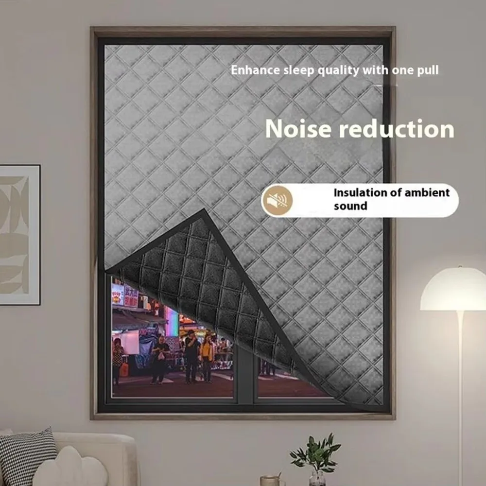 Self-Adhesive Soundproof Curtains Insulation Film Windproof Blackout Curtains Double Thickened Full Shade Window Screens Window