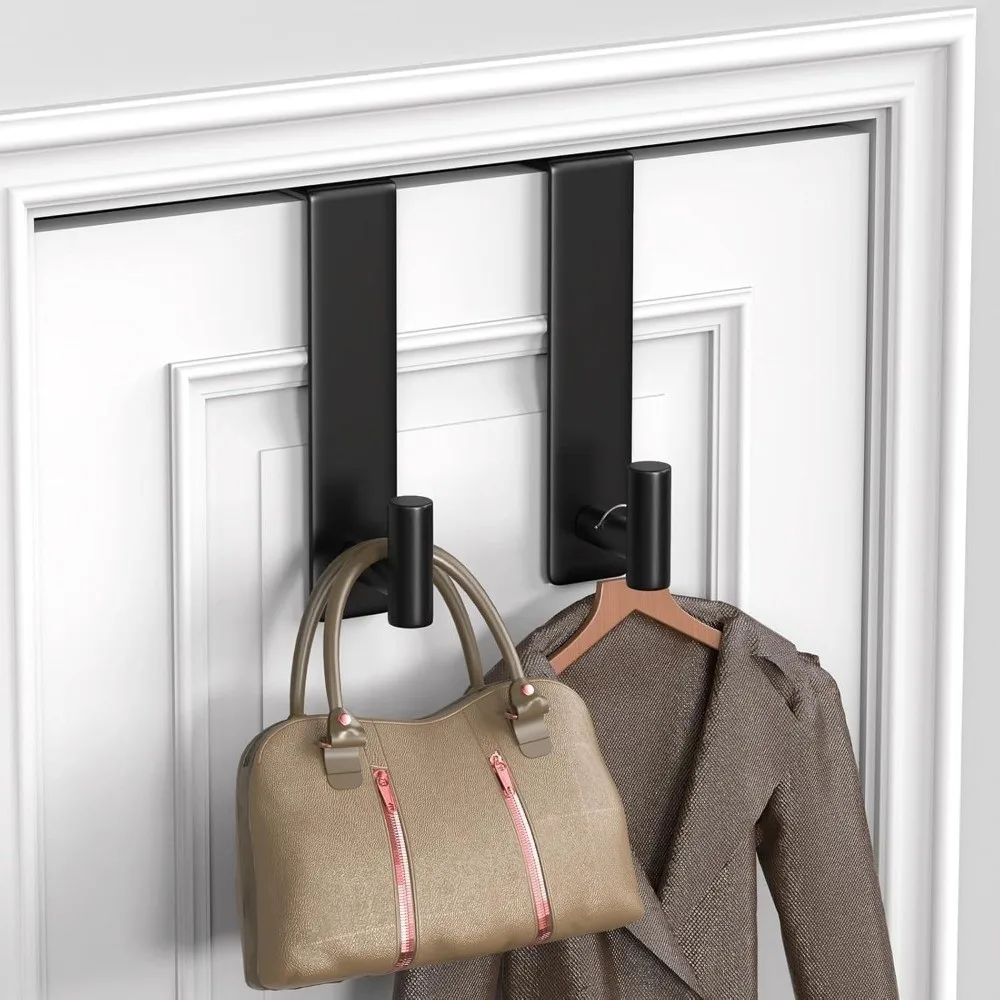 No Drill Over The Door Hooks Stainless Steel Scratch-Free Door Hanger Space Saving Heavy Duty T-Shape Hooks Dorm Essentials