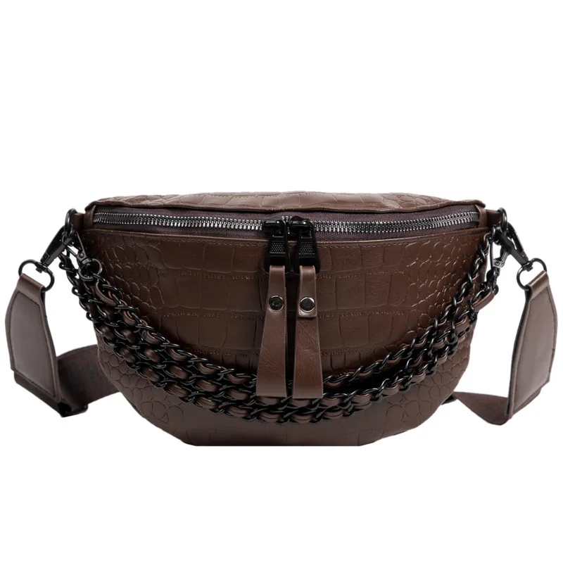 Women PU Leather Waist Bag Casual Belt Shoulder Zipper Bag Crossbody Pack Fashion Chest Bag  Large Capacity Fanny Pack for Women