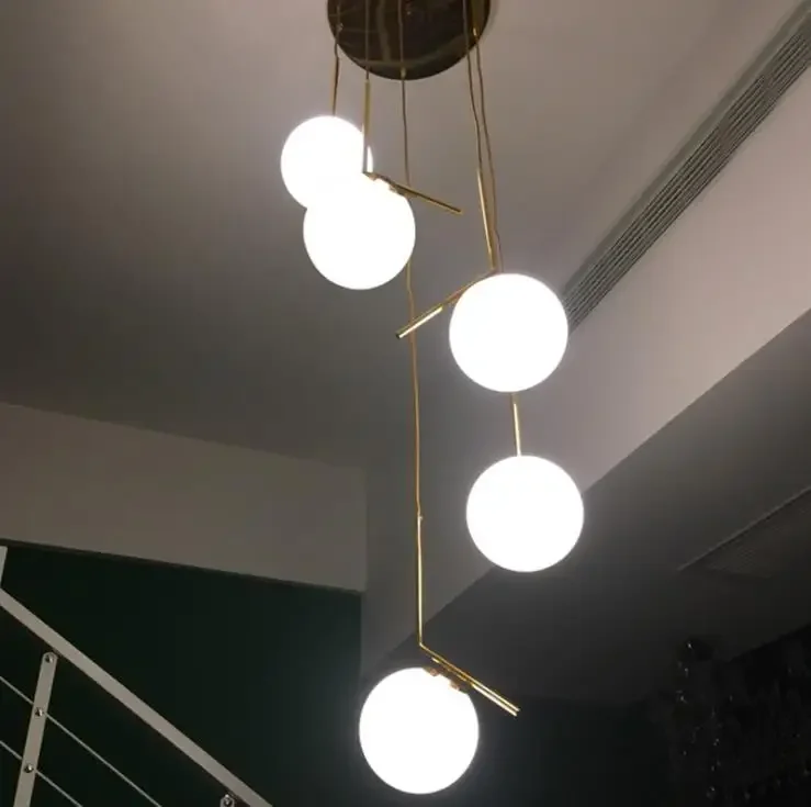 ERR الشمال دوبلكس فيلا اللوبي قلادة مصباح الحديثة الشمال دوامة درج معلق ضوء الطعام غرفة المعيشة فندق مصباح نجف #4