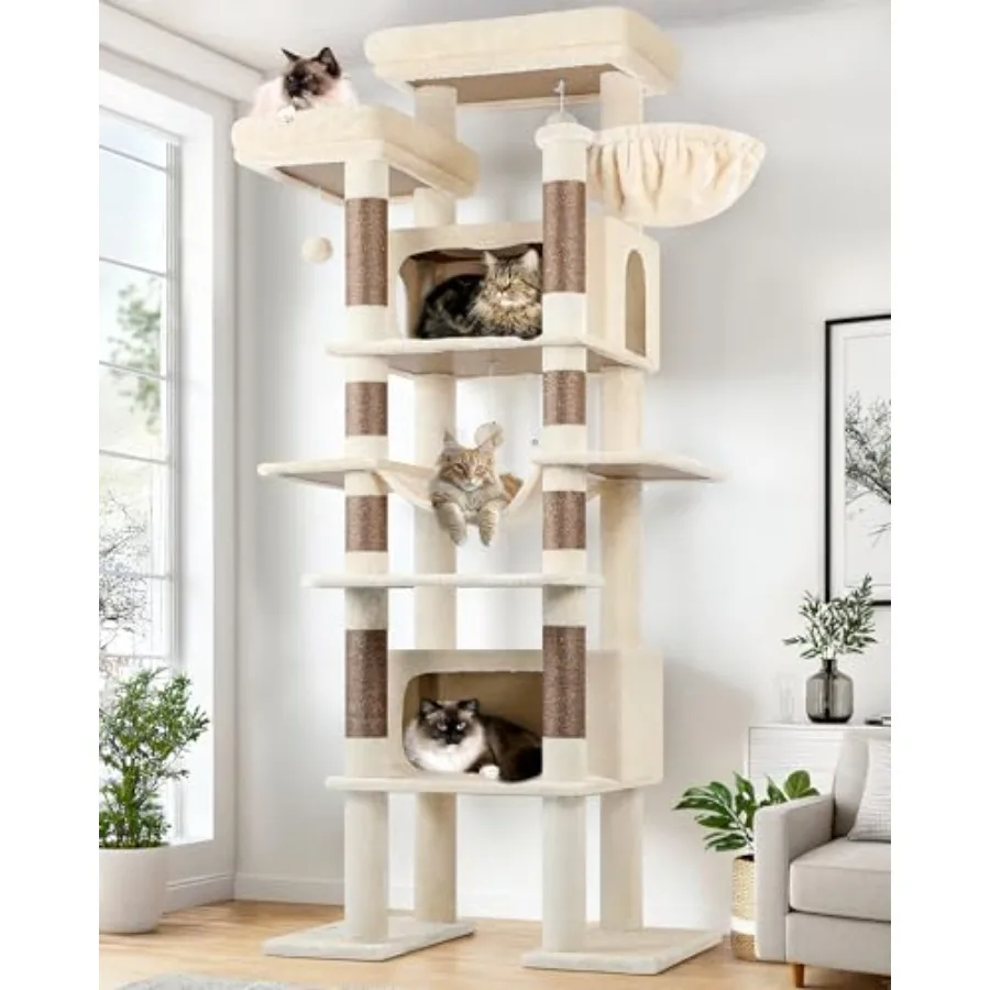

XXL Giant Cat Tree 83 Inch Heavy Duty Tall Cat Tower for Indoor Cats Large Adult Multi-Level Large Cat Condo with 8 Scratching