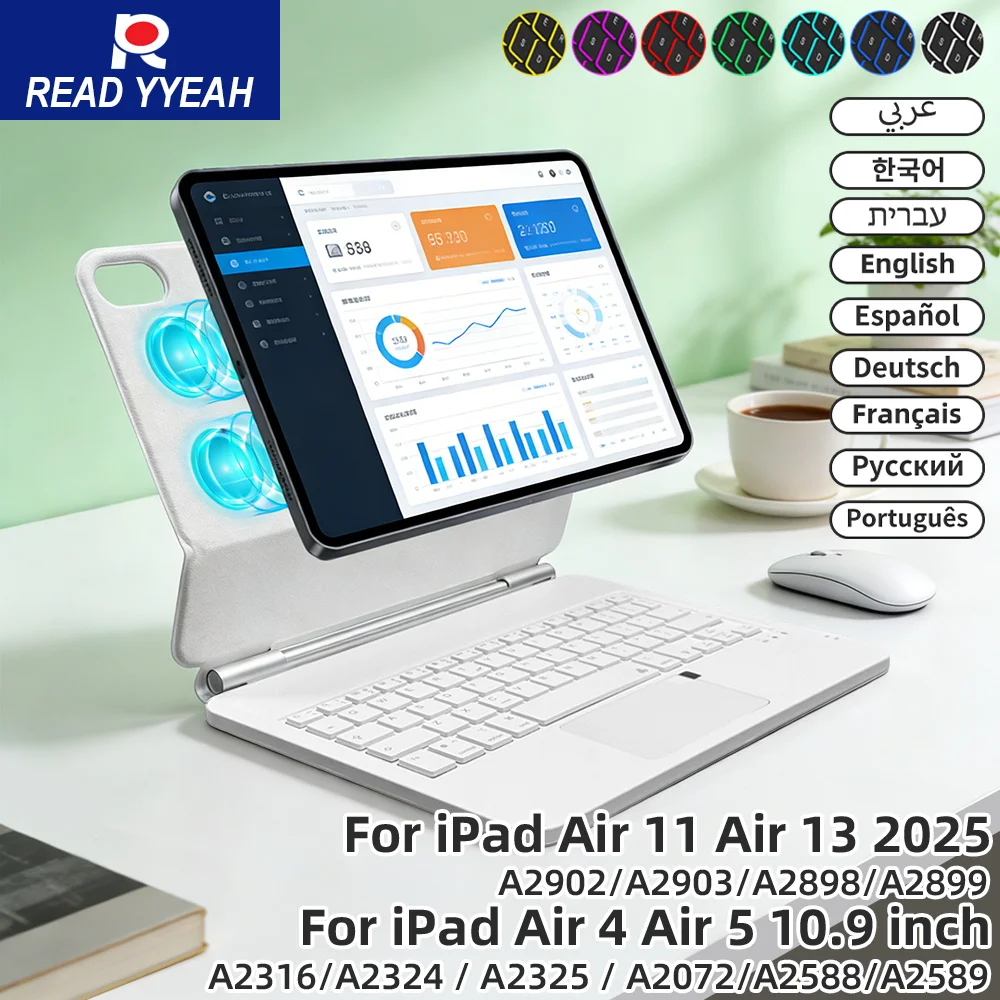 

Новая магнитная смарт-клавиатура Magic Keyboard для iPad A16 11-го поколения 2025 года, чехол-клавиатура для iPad 10-го поколения, Pro 11, 12.9, 13, M2, M3, Air, беспроводная клавиатура