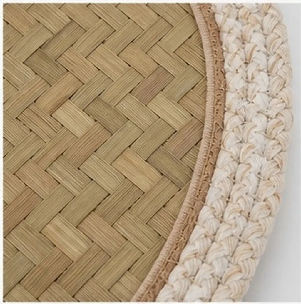 2Pcs Rustic Bamboo Placemats Farmhouse Dining Table Mats Heat Resistant Woven Round Insulation Pads for Plates Cups 29Cm
