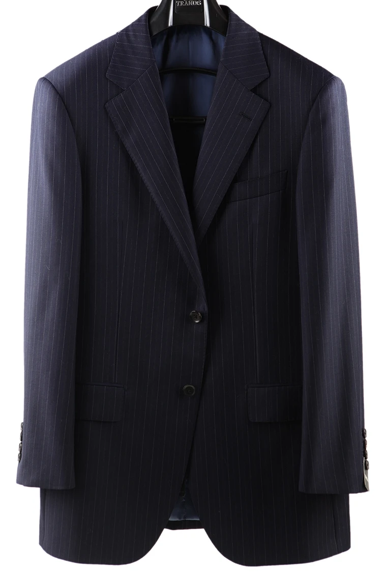 

Men's Tailored Suiting Wardrobe entials Slim Fit Busin Formal Woolen Striped Jaet Two Buttons Single Row Fastening