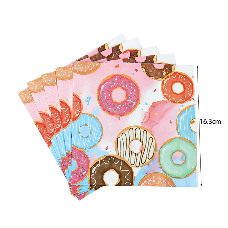 1Set Donut Party Decoration Disposable Tableware Plate Cup Napkins Candy Gift Bags Kids Baby Girl 1st Birthday Party Supplies