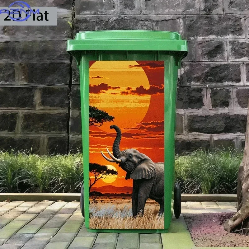 [2D Flat Printing]1pc Trash Can Sticker[Title Translated, Do Not Change] Prairie Sunset Theme Design Wall Sticker Self-Adhesiv