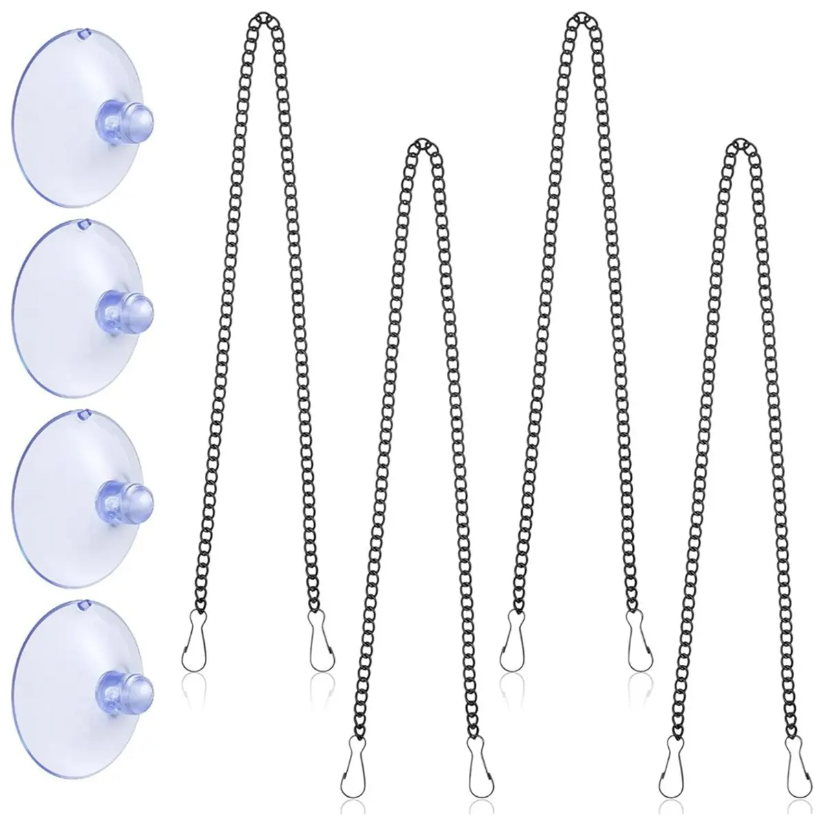 REST 20 Inch Stainless Steel Hanging Chains for Stained Glass Window Panels with Suction Cup Hooks