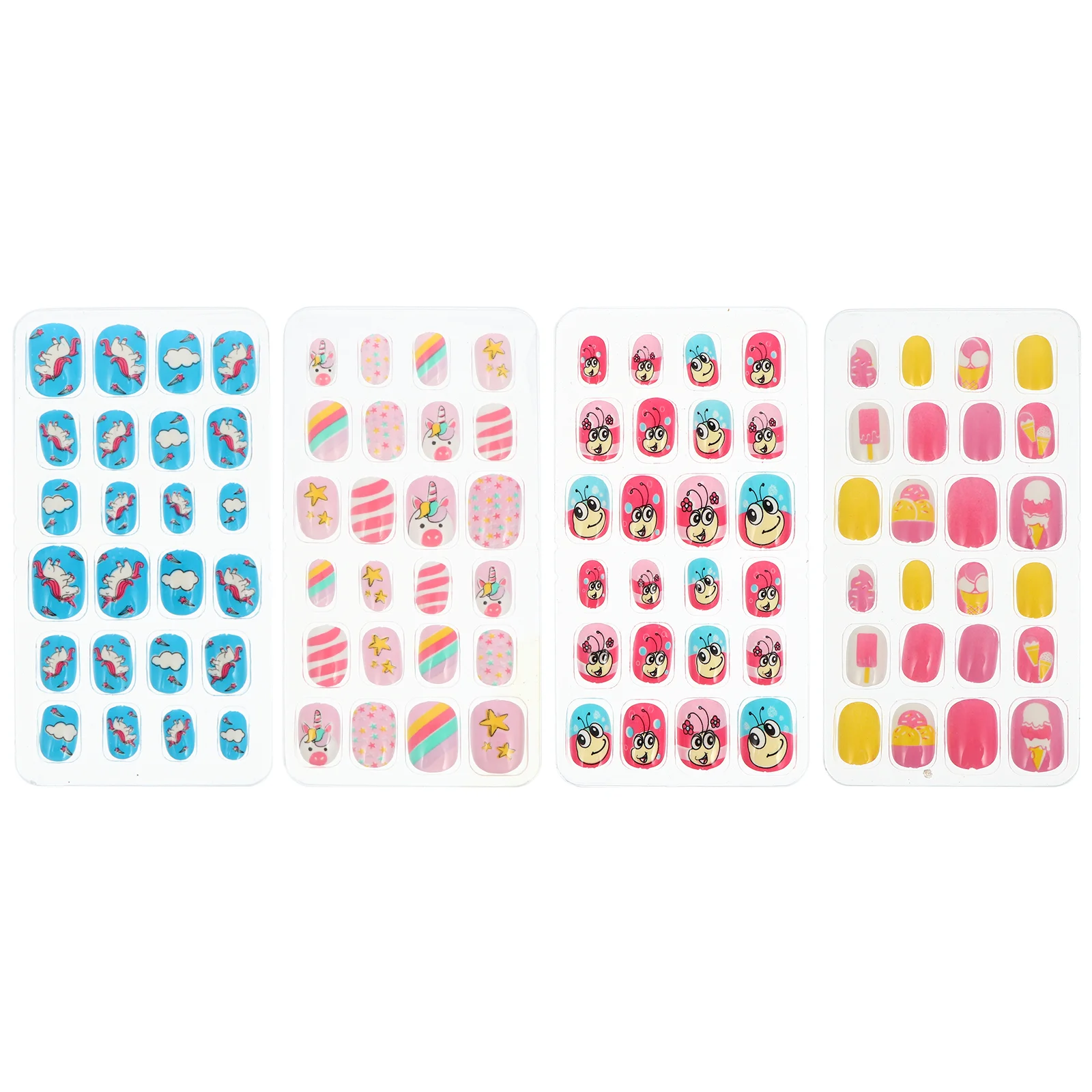 96 Pcs Children's False Nails Cartoon Design Detachable Fake Halloween Glamorous Full Cover Abs Stickers Durable Chic