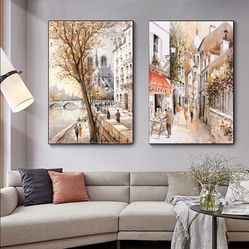 

Paris landscape Oil Painting Poster Canvas Print Picture Nordic Wall Painting Living Room Wall Art Home Decoration Cuadros