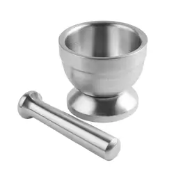 Stainless Steel Mortar Pestle Set Garlic Spice Tool Herb Medicine Grind Bowl