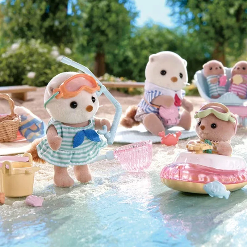 Original Sylvanian Families 2024 Kawaii Children Toys Anime Figure Sea otter family Hot Collectible Doll Birthday Gift For Gril